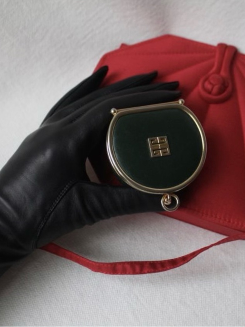Givenchy Deep Green Vintage Coin Purse with Gold Hardware